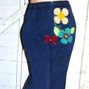 Vintage Battani Blue Suede Knickers Capri Pants S